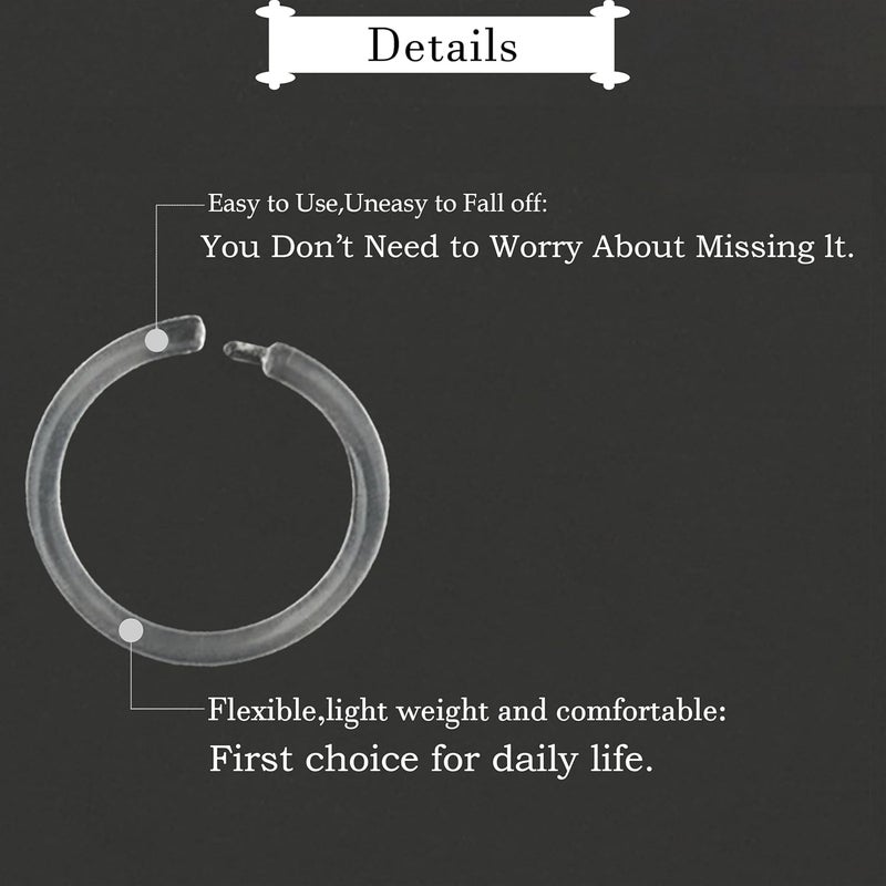 Melimarry Anti-Allergy Unisex Plastic Hoop Ear Retainers, 20-16 Gauge Clear Nose Rings, with Buckle, Comfortable and Hypoallergenic for Sensitive Ears & Skin (18 Gauge) - Image 3